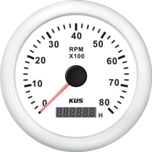 KUS omdrejningstæller m/timetæller til benzin hvid
