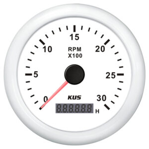 KUS omdrejningstæller m/timetæller til diesel hvid